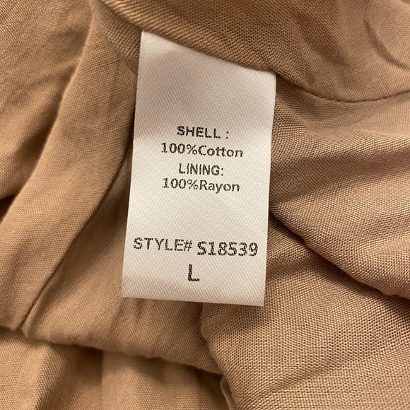 Mustard Seed Off Shoulder Dress New! Size L color khaki; lined skirt; NWT - Picture 5 of 7